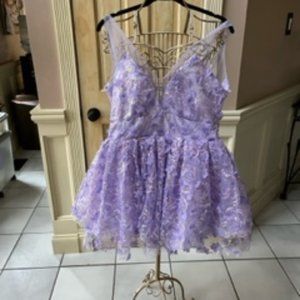 Pretty Lilac Cocktail Holiday Taylor Swift Concert Dress with Sequins Flowers